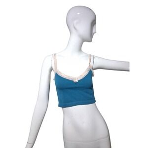 Y2K Dainty Out from Under Women's size M/L Lace Ribbed Cropped Fairygrunge Cami